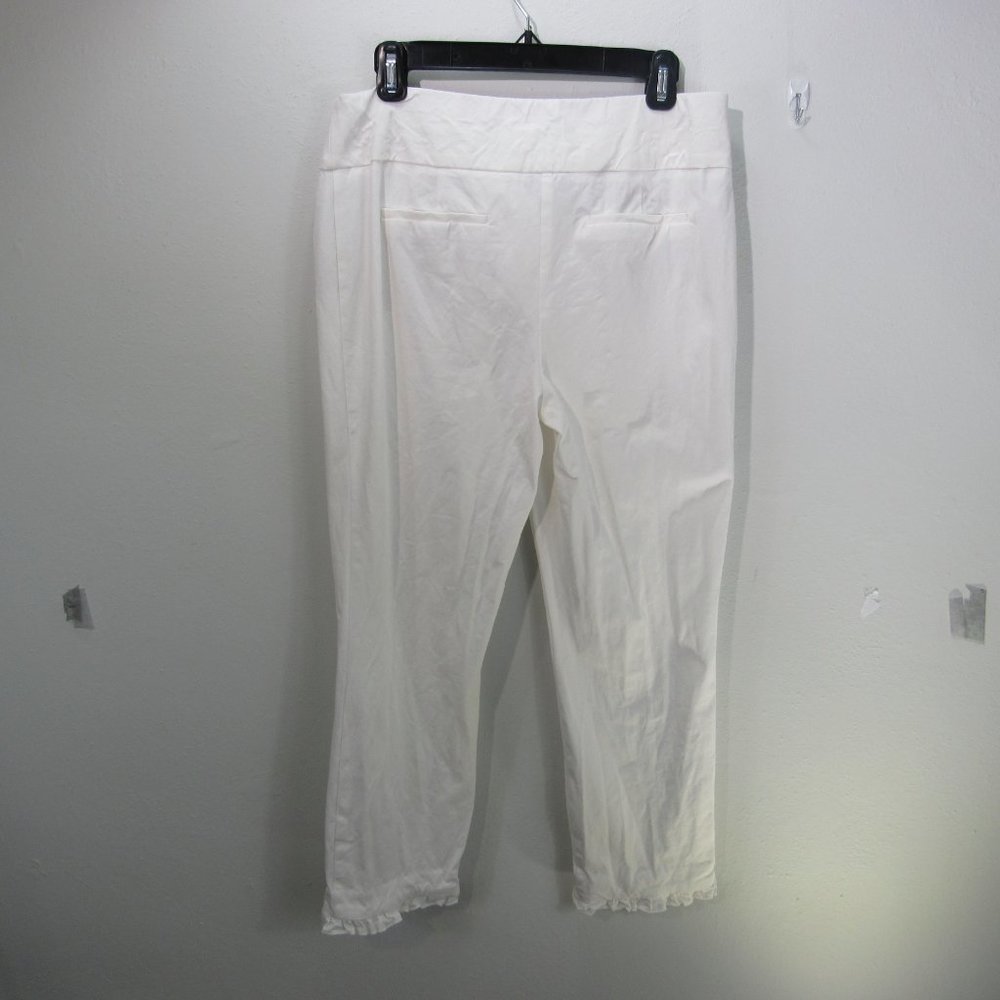 💞Alfani Womens Ruffled Slim Leg Ankle Pants White - Picture 8 of 12
